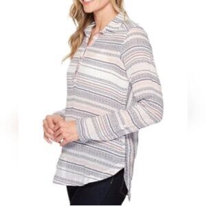 Columbia Striped Women's Top - White and Gray Sz XL